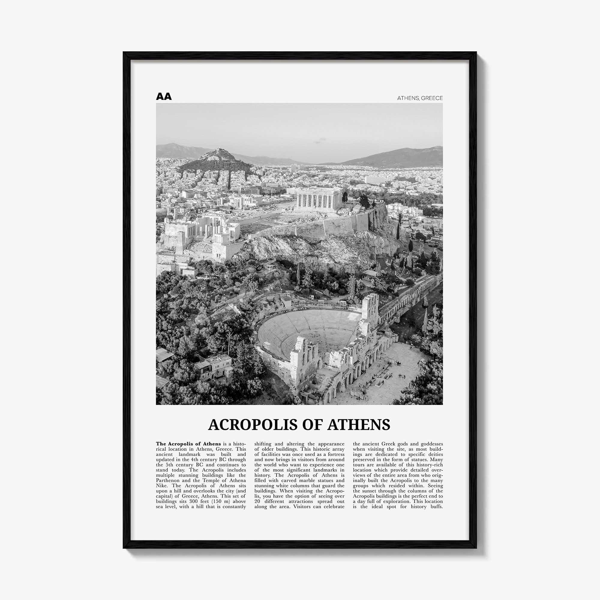 Acropolis of Athens Print Black and White, Acropolis of Athens Wall Art, Acropolis of Athens Poster, Acropolis of Athens Photo, Greece
