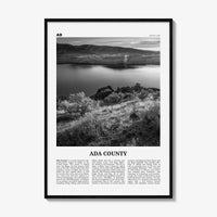 Ada County Print Black and White, Ada County Wall Art, Ada County Poster, Ada County Photo, Ada County Wall Décor, Ada County Map, Idaho USA