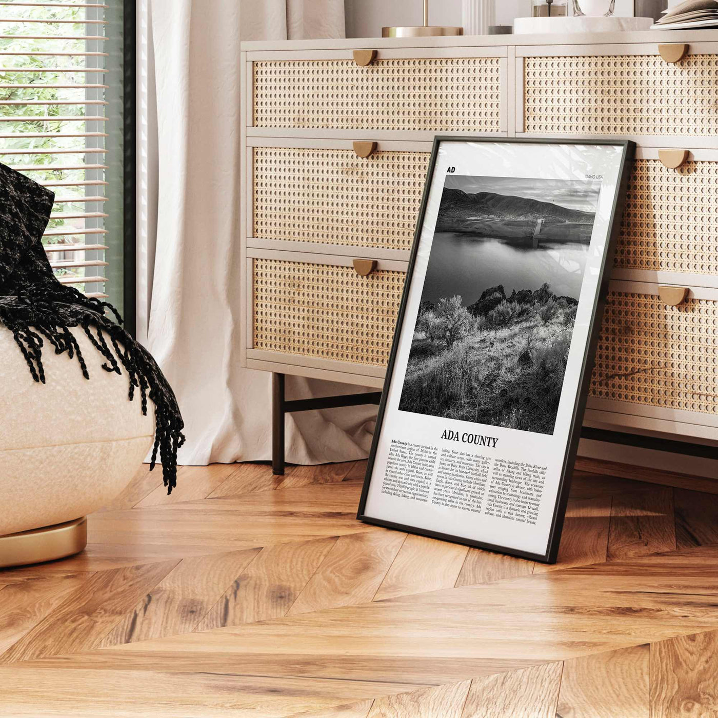 Ada County Print Black and White, Ada County Wall Art, Ada County Poster, Ada County Photo, Ada County Wall Décor, Ada County Map, Idaho USA