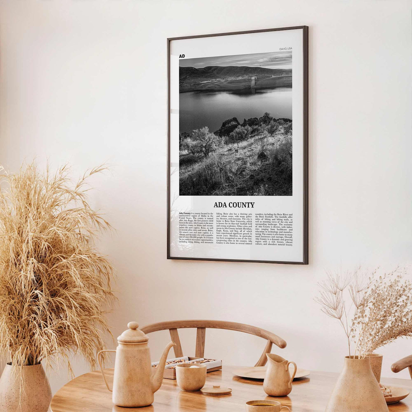 Ada County Print Black and White, Ada County Wall Art, Ada County Poster, Ada County Photo, Ada County Wall Décor, Ada County Map, Idaho USA