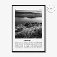 Ada County Print Black and White, Ada County Wall Art, Ada County Poster, Ada County Photo, Ada County Wall Décor, Ada County Map, Idaho USA