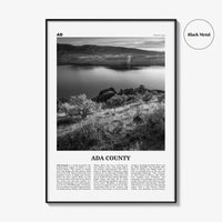 Ada County Print Black and White, Ada County Wall Art, Ada County Poster, Ada County Photo, Ada County Wall Décor, Ada County Map, Idaho USA