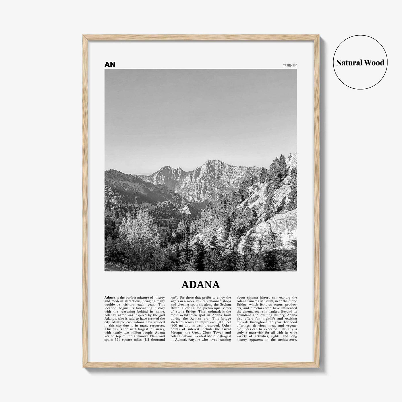 Adana Print Black and White, Adana Wall Art, Adana Poster, Adana Photo, Adana Map, Adana Wall Decor, Turkey