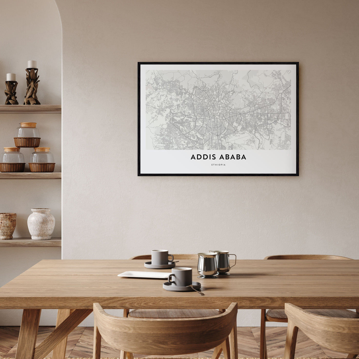 Addis Ababa Map Landscape Poster