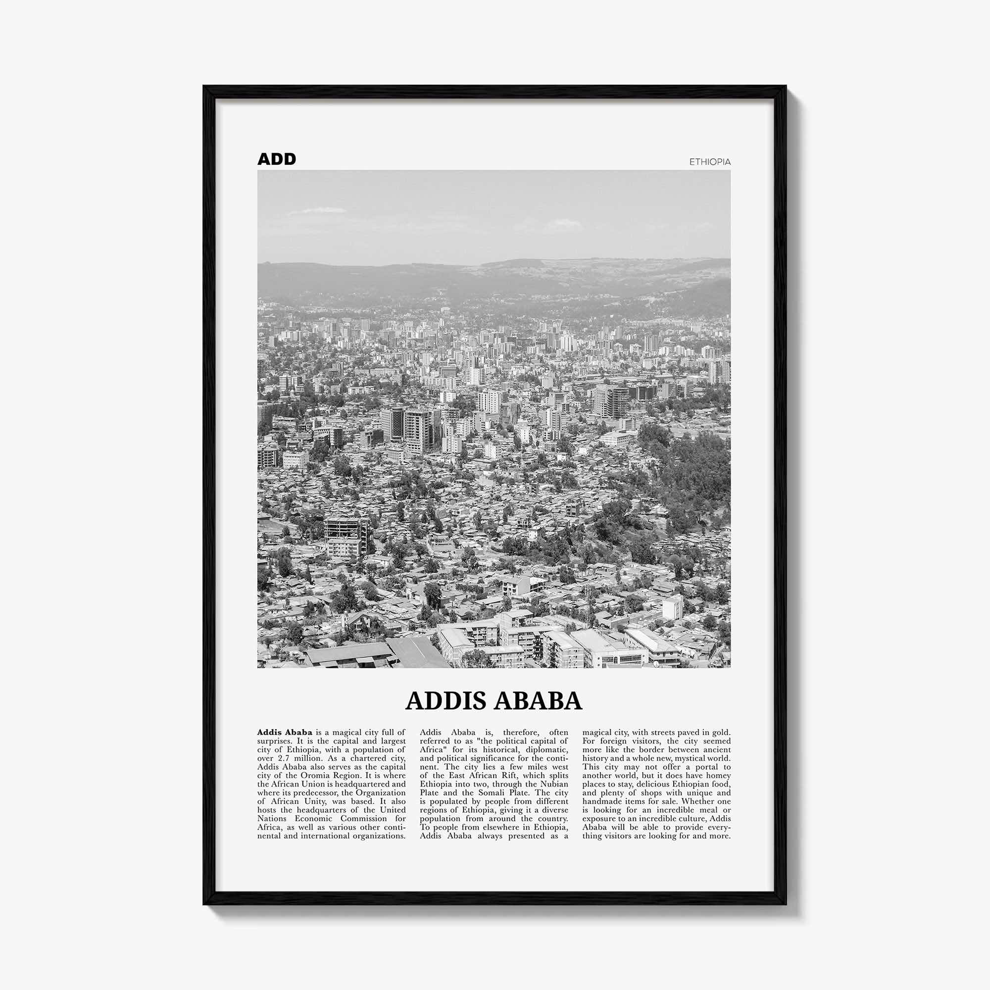 Addis Ababa Print Black and White, Addis Ababa Wall Art, Addis Ababa Poster, Addis Ababa Photo, Ethiopia Print, Ethiopia, Abäba Abeba Africa