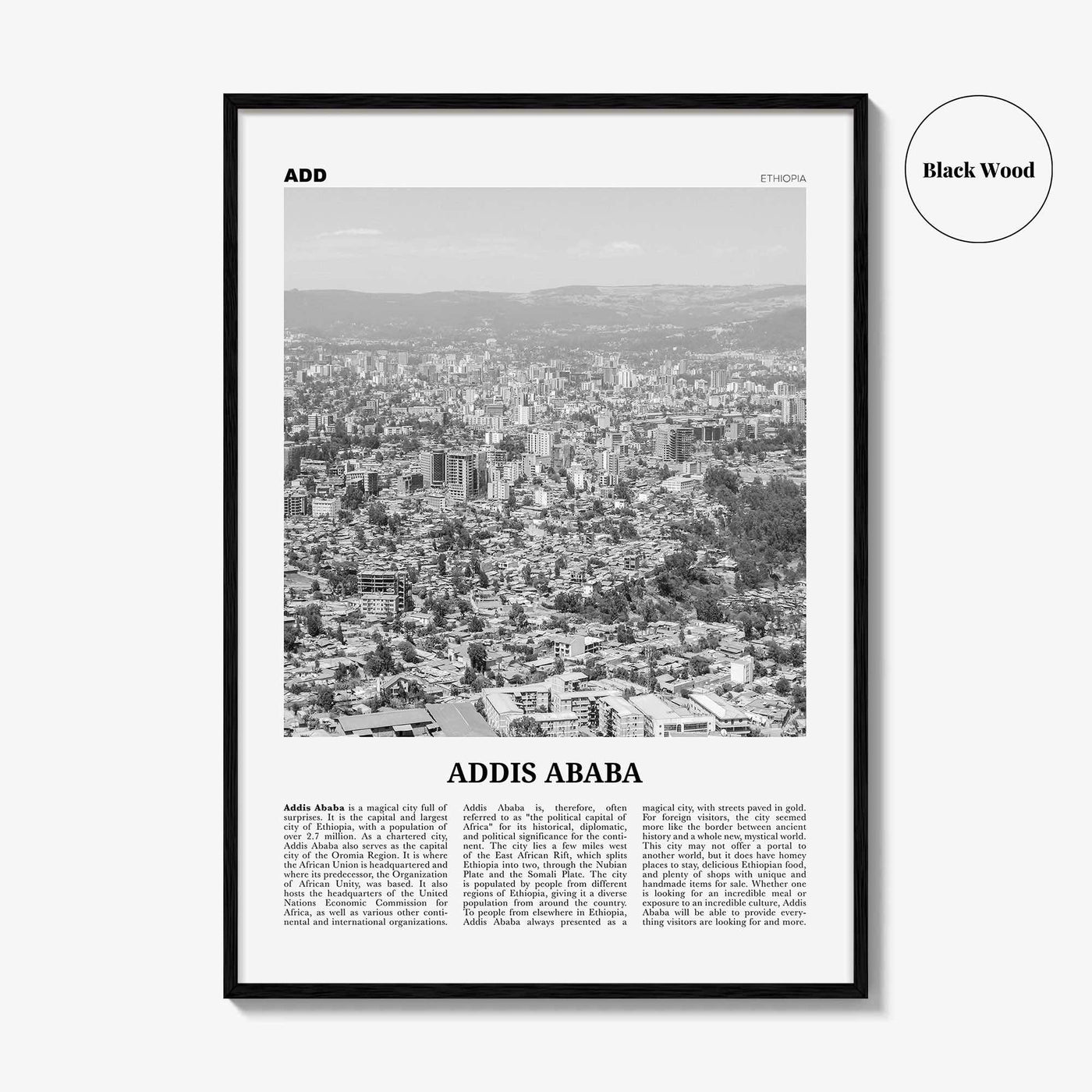 Addis Ababa Print Black and White, Addis Ababa Wall Art, Addis Ababa Poster, Addis Ababa Photo, Ethiopia Print, Ethiopia, Abäba Abeba Africa