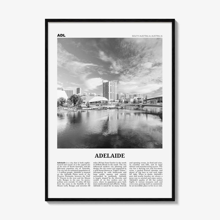 Adelaide Print Black and White, Adelaide Wall Art, Adelaide Poster, Adelaide Photo, Adelaide Wall Decor, City Art Print, Australia Print Art