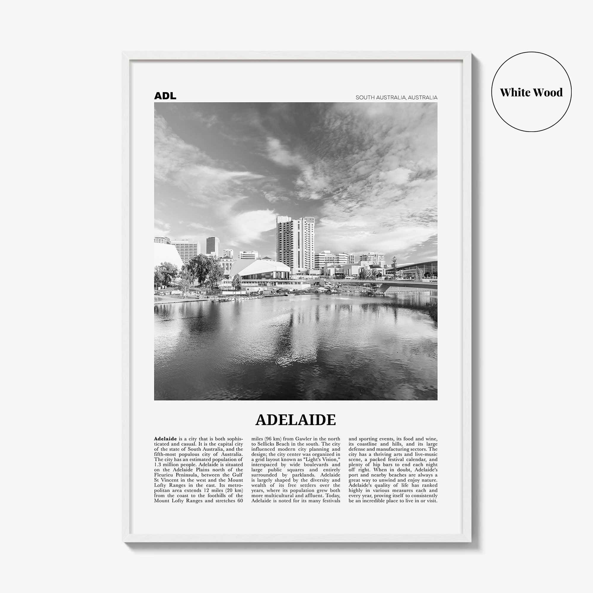 Adelaide Print Black and White, Adelaide Wall Art, Adelaide Poster, Adelaide Photo, Adelaide Wall Decor, City Art Print, Australia Print Art