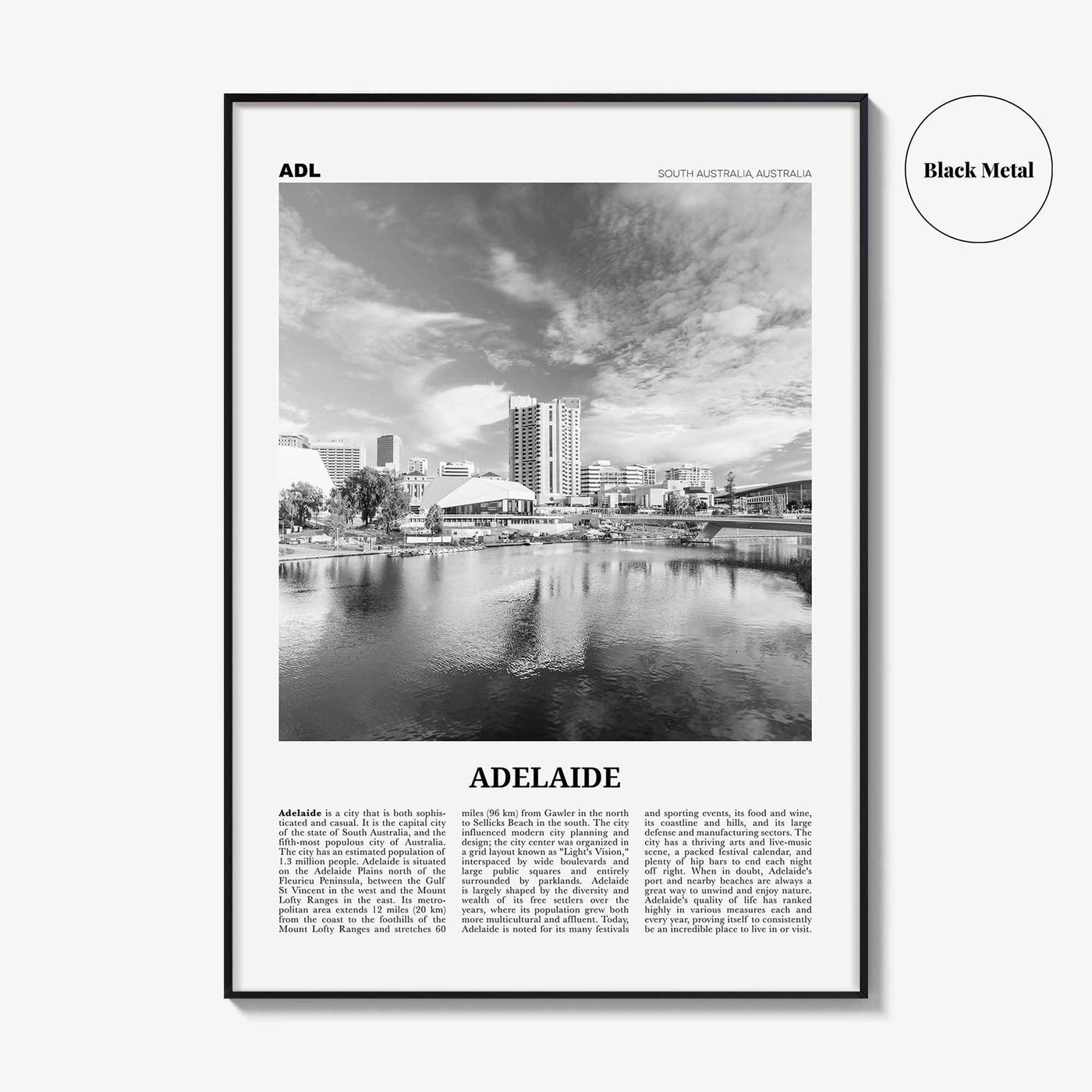 Adelaide Print Black and White, Adelaide Wall Art, Adelaide Poster, Adelaide Photo, Adelaide Wall Decor, City Art Print, Australia Print Art