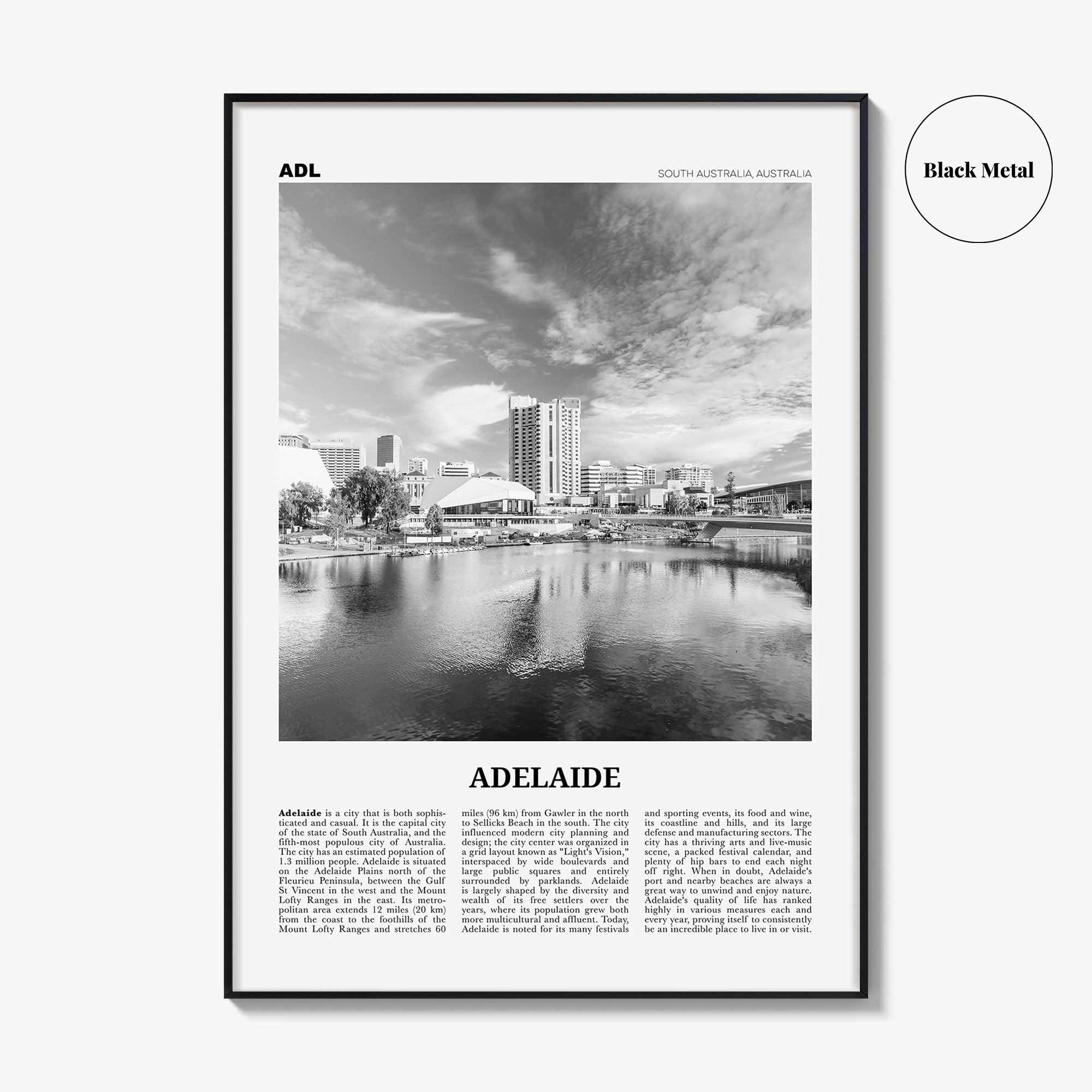 Adelaide Print Black and White, Adelaide Wall Art, Adelaide Poster, Adelaide Photo, Adelaide Wall Decor, City Art Print, Australia Print Art