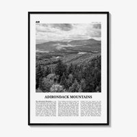Adirondack Mountains Print Black and White, Adirondack Mountains Wall Art, Adirondack Mountains Poster, New York, USA, United States