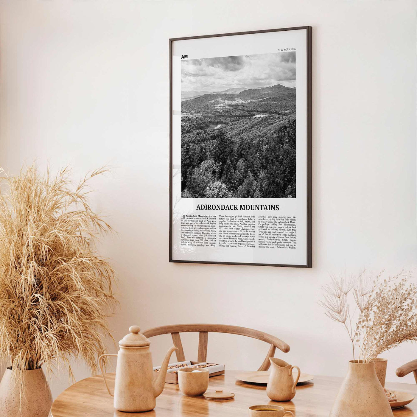 Adirondack Mountains Print Black and White, Adirondack Mountains Wall Art, Adirondack Mountains Poster, New York, USA, United States
