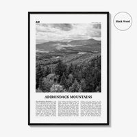 Adirondack Mountains Print Black and White, Adirondack Mountains Wall Art, Adirondack Mountains Poster, New York, USA, United States