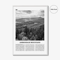 Adirondack Mountains Print Black and White, Adirondack Mountains Wall Art, Adirondack Mountains Poster, New York, USA, United States