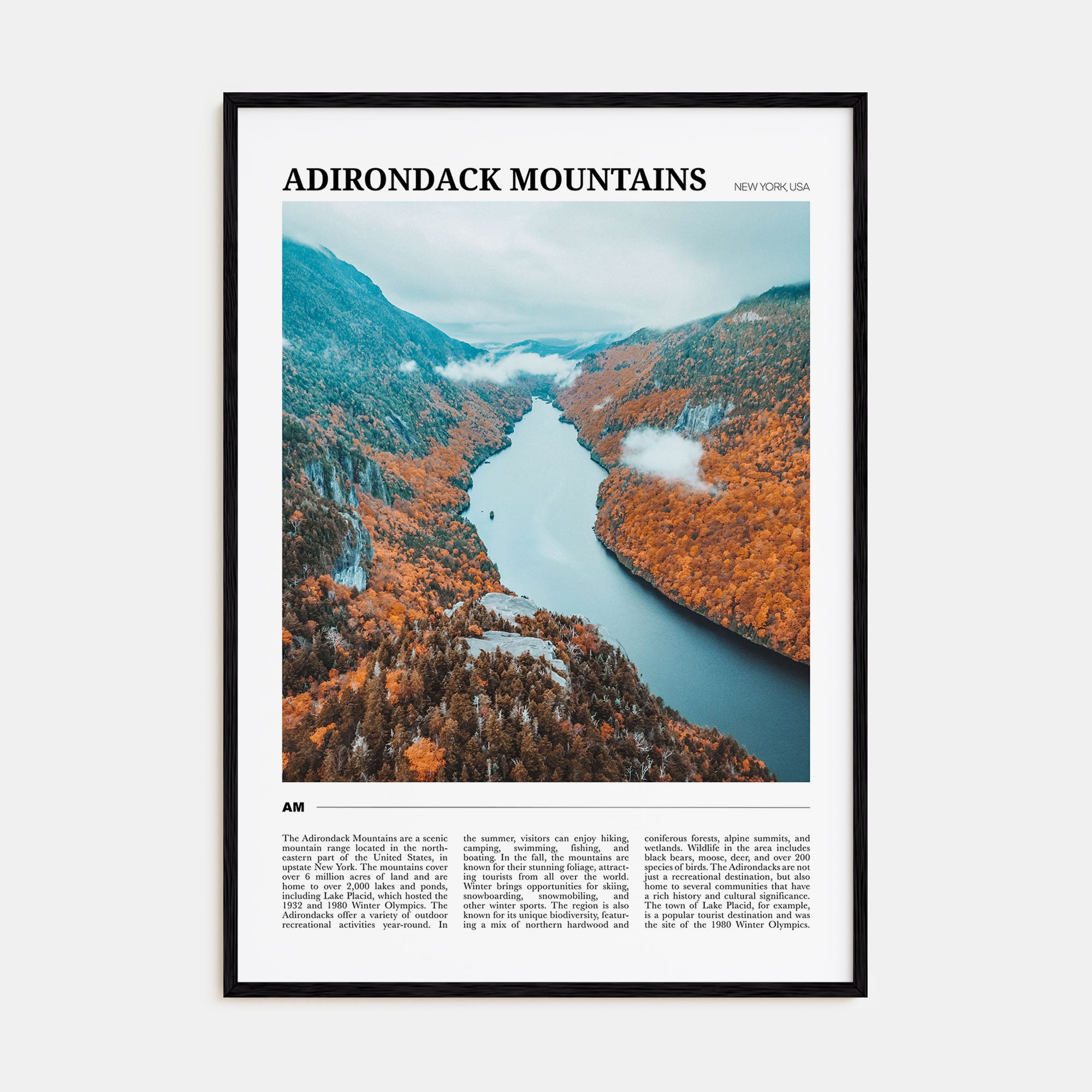 Adirondack Mountains Travel Color Poster