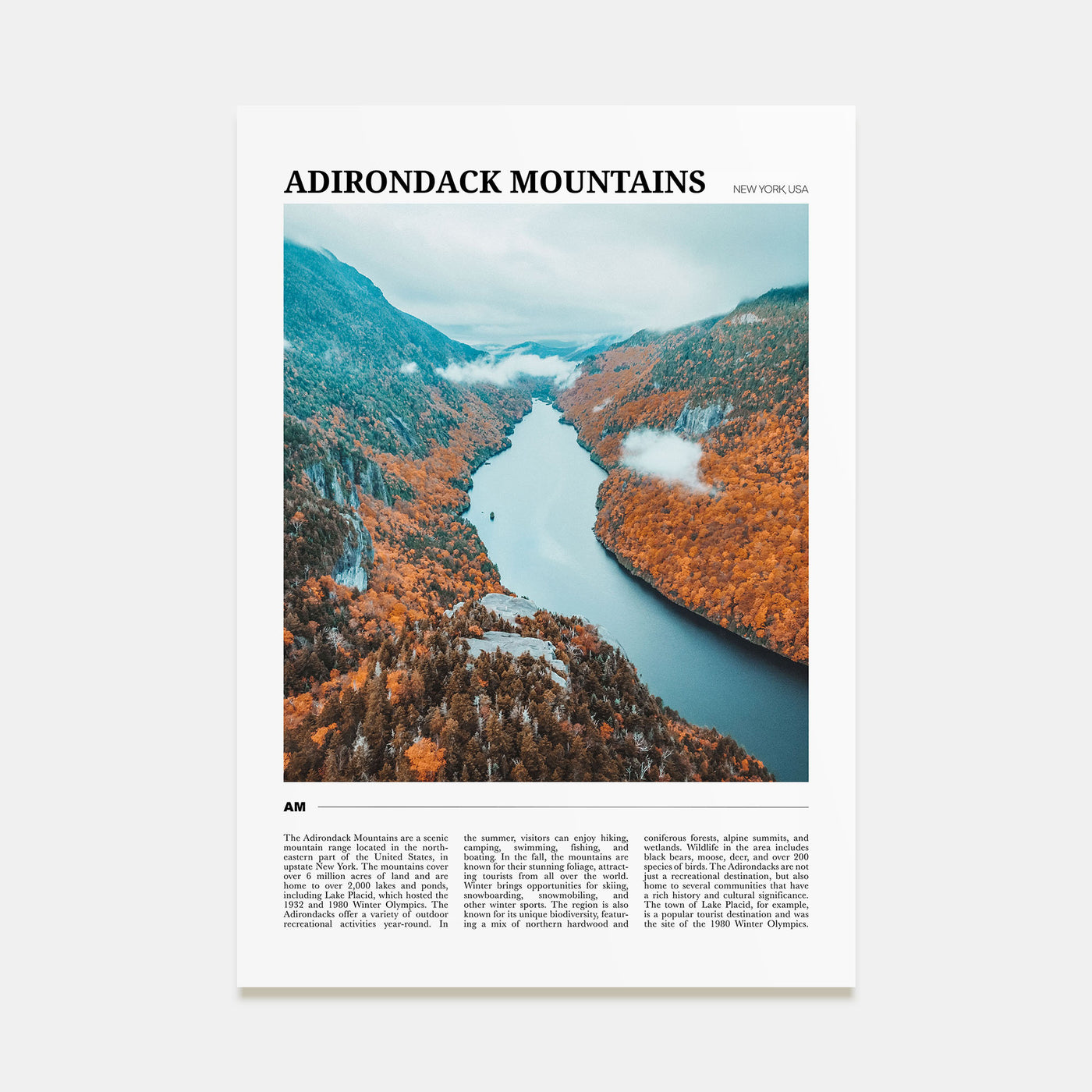 Adirondack Mountains Travel Color Poster