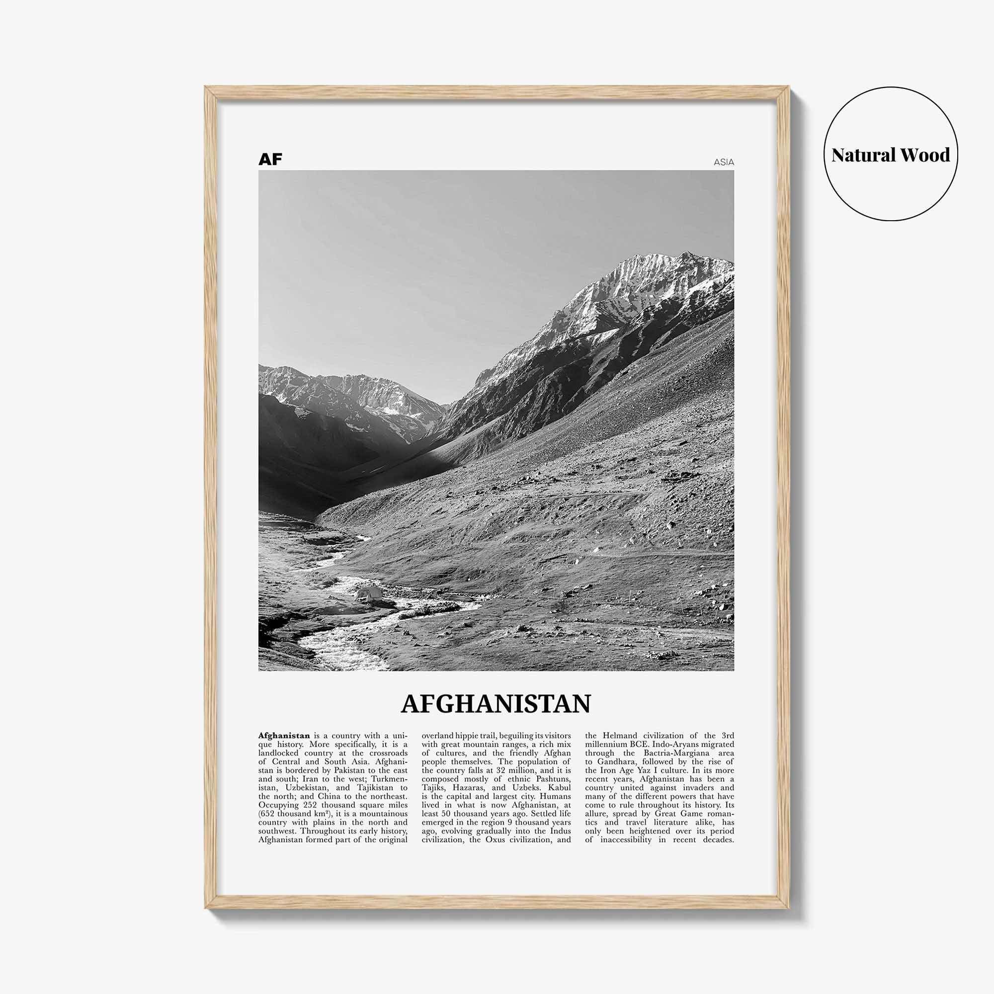 Afghanistan Print Black and White No 1, Afghanistan Wall Art, Afghanistan Poster, Afghanistan Photo, Afghanistan, Afġānistān, Kabul