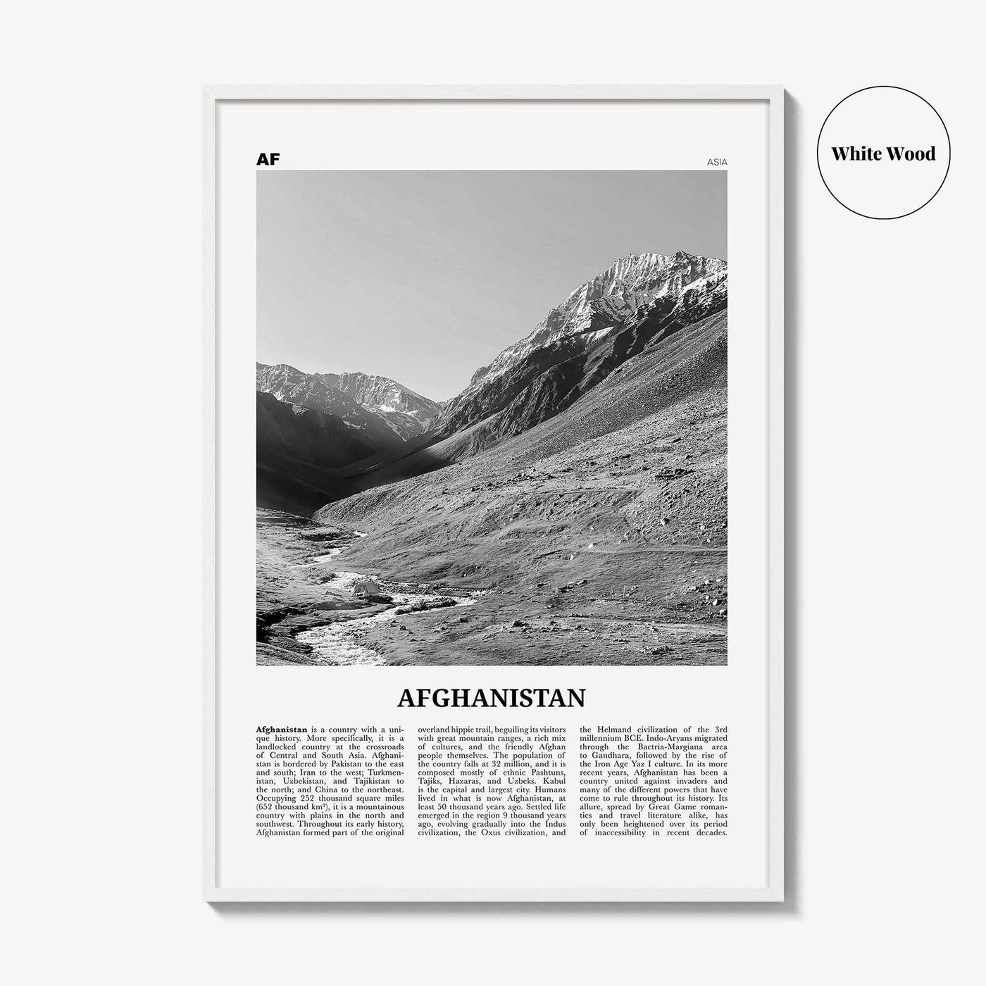 Afghanistan Print Black and White No 1, Afghanistan Wall Art, Afghanistan Poster, Afghanistan Photo, Afghanistan, Afġānistān, Kabul