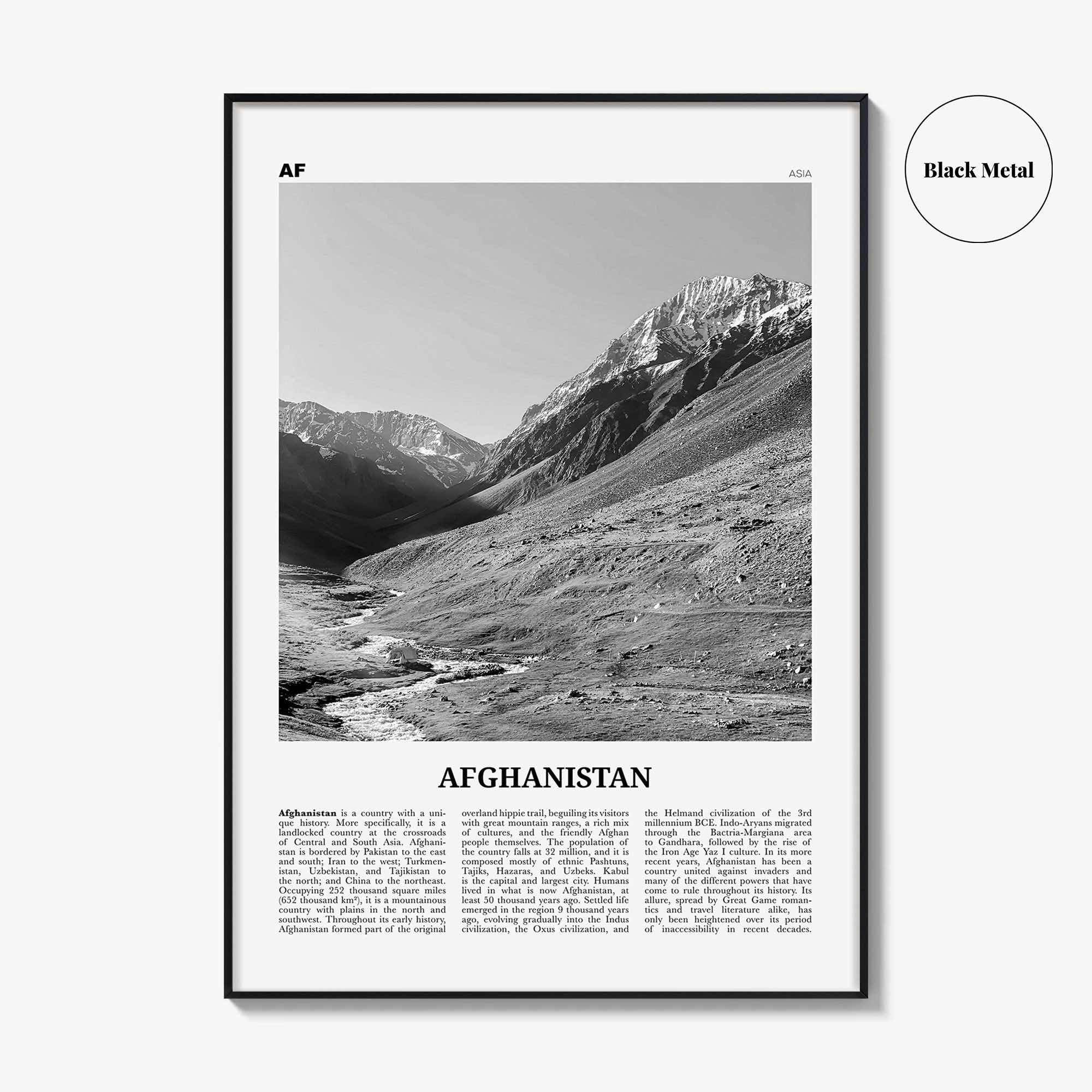 Afghanistan Print Black and White No 1, Afghanistan Wall Art, Afghanistan Poster, Afghanistan Photo, Afghanistan, Afġānistān, Kabul