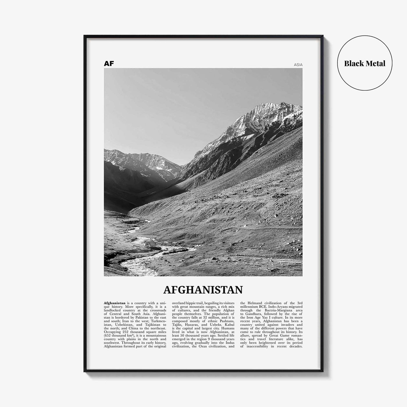 Afghanistan Print Black and White No 1, Afghanistan Wall Art, Afghanistan Poster, Afghanistan Photo, Afghanistan, Afġānistān, Kabul