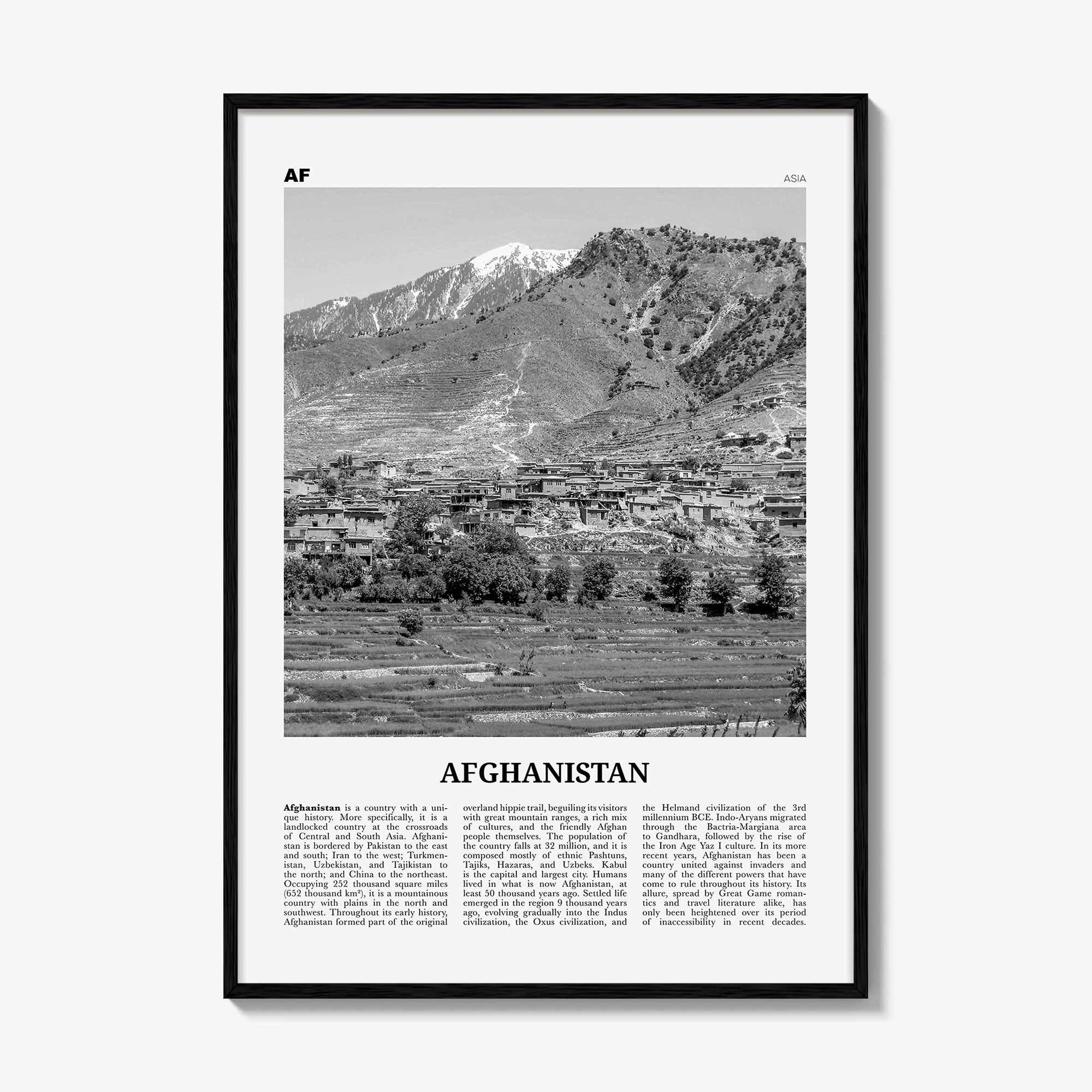 Afghanistan Print Black and White No 2, Afghanistan Wall Art, Afghanistan Poster, Afghanistan Photo, Afghanistan, Afġānistān, Kabul