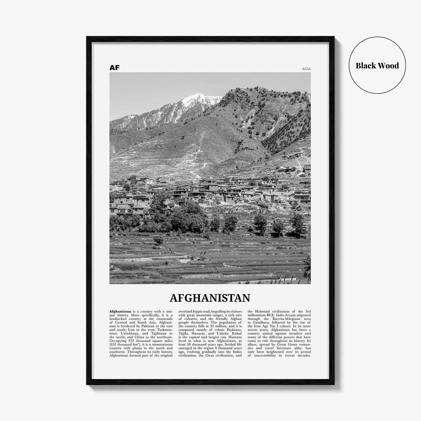 Afghanistan Print Black and White No 2, Afghanistan Wall Art, Afghanistan Poster, Afghanistan Photo, Afghanistan, Afġānistān, Kabul