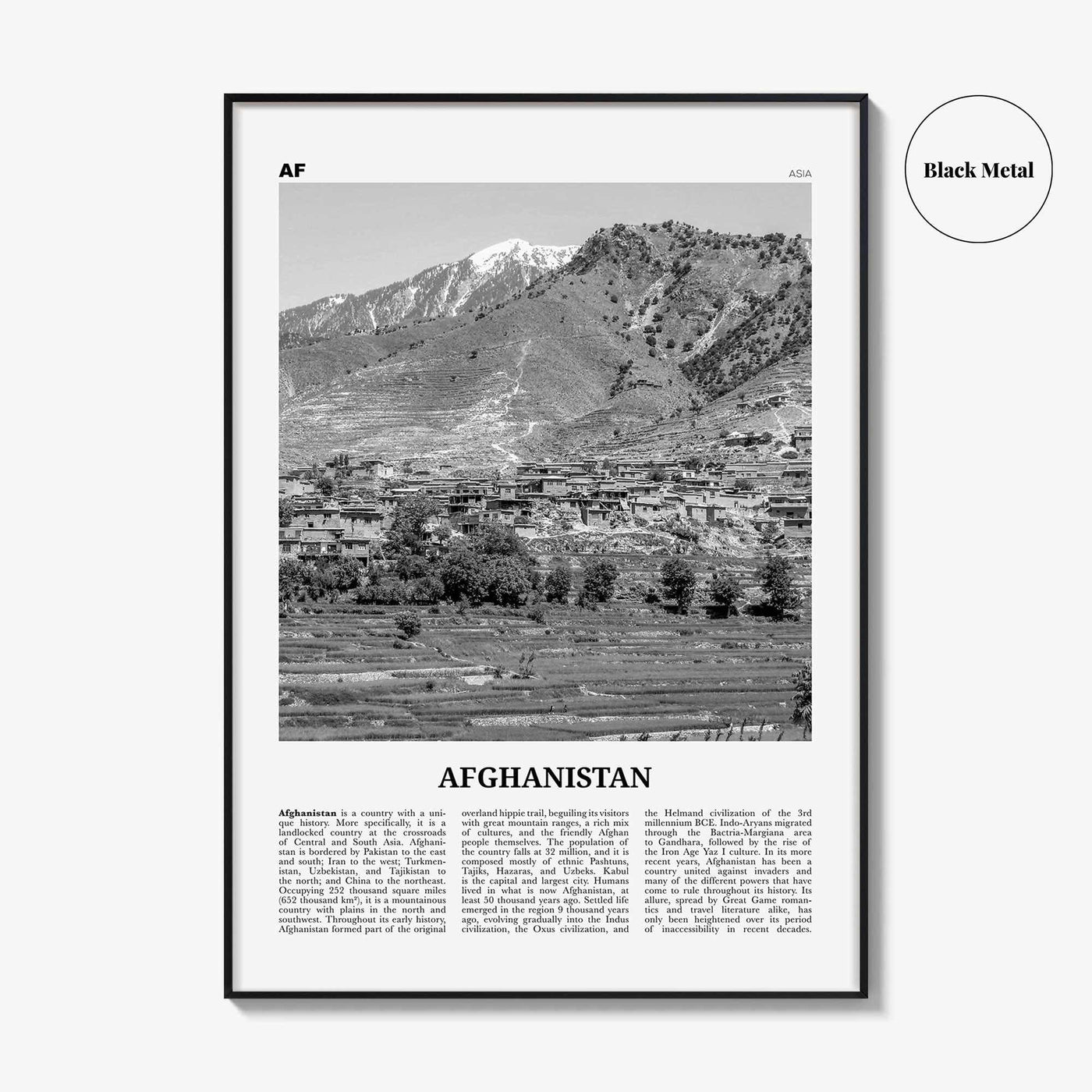 Afghanistan Print Black and White No 2, Afghanistan Wall Art, Afghanistan Poster, Afghanistan Photo, Afghanistan, Afġānistān, Kabul