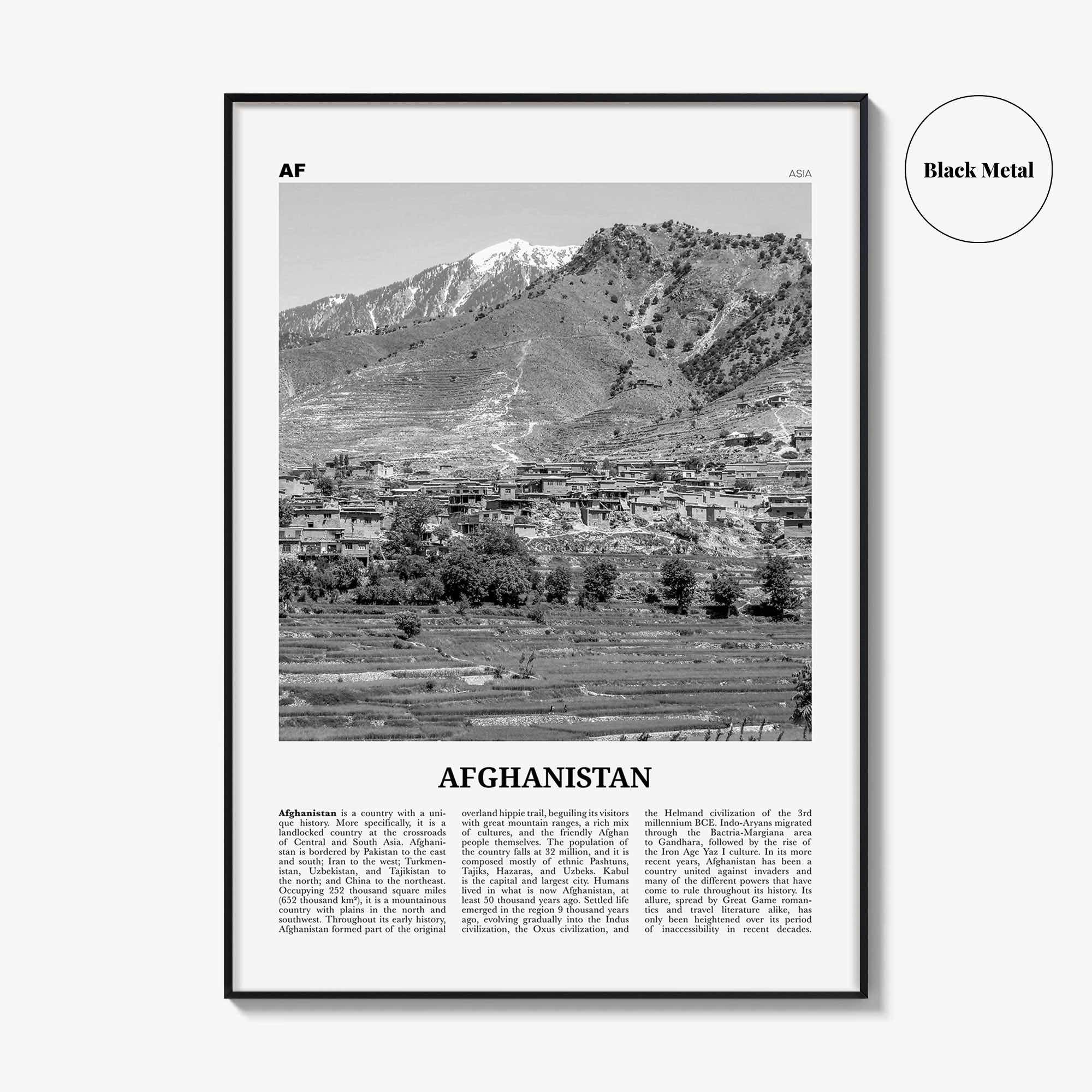 Afghanistan Print Black and White No 2, Afghanistan Wall Art, Afghanistan Poster, Afghanistan Photo, Afghanistan, Afġānistān, Kabul