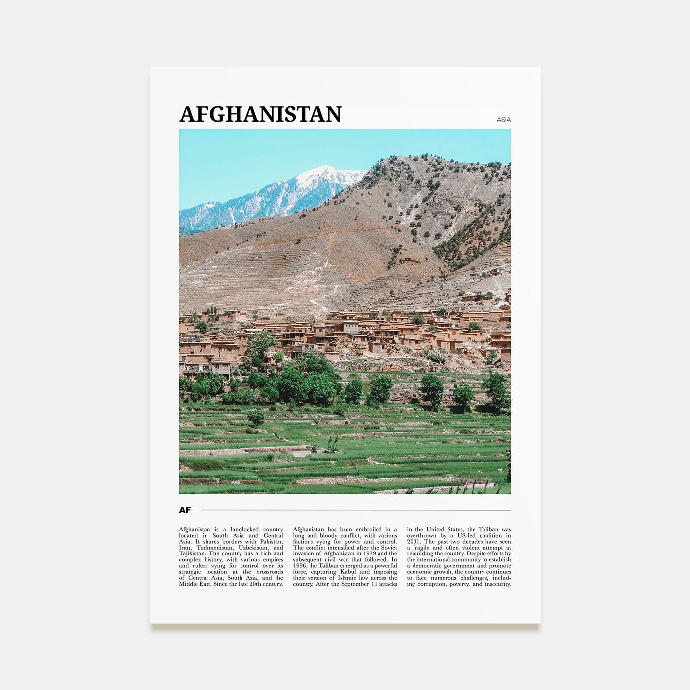 Afghanistan Travel Color Poster