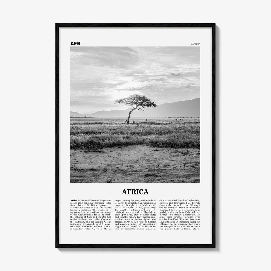 Africa Print Black and White, Africa Wall Art, Africa Poster, Africa Photo, Africa Wall Decor, Continent Art Print
