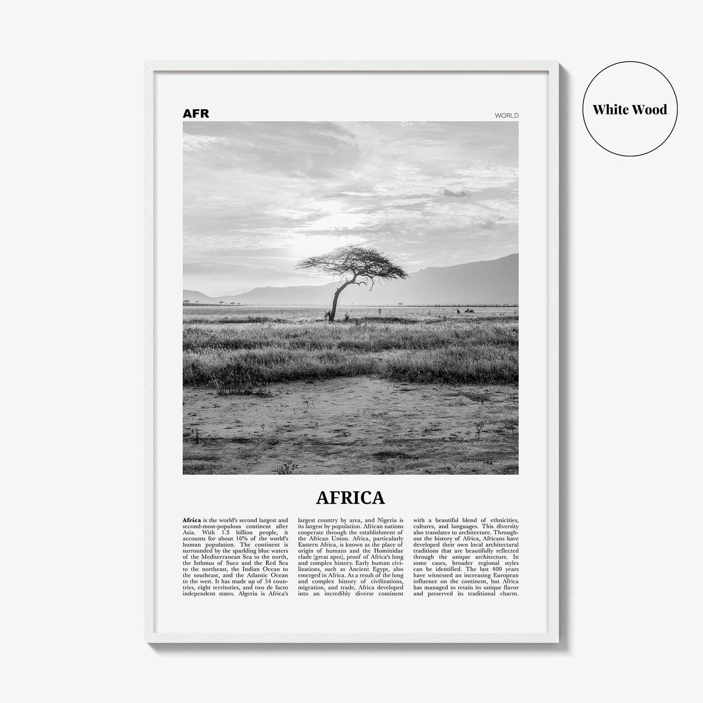 Africa Print Black and White, Africa Wall Art, Africa Poster, Africa Photo, Africa Wall Decor, Continent Art Print