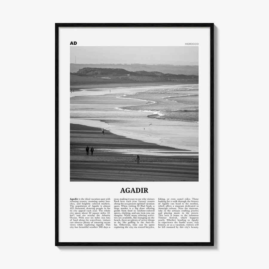 Agadir Print Black and White, Agadir Wall Art, Agadir Poster, Agadir Photo, Agadir Map, Agadir Wall Decor, Morocco