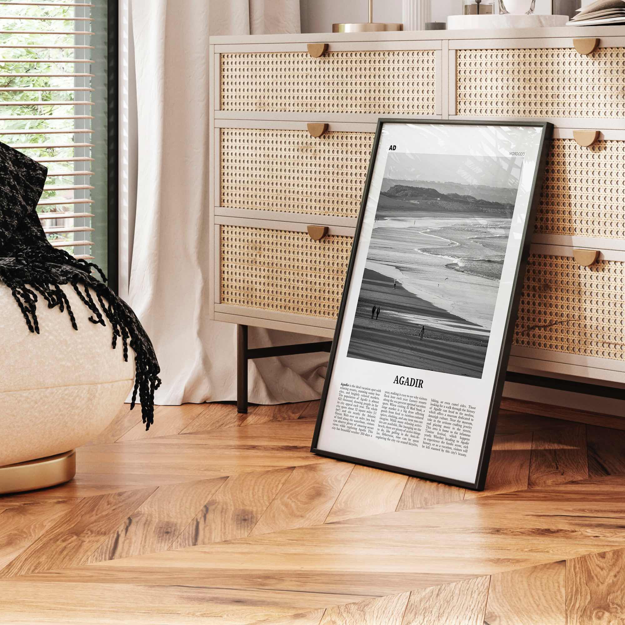 Agadir Print Black and White, Agadir Wall Art, Agadir Poster, Agadir Photo, Agadir Map, Agadir Wall Decor, Morocco