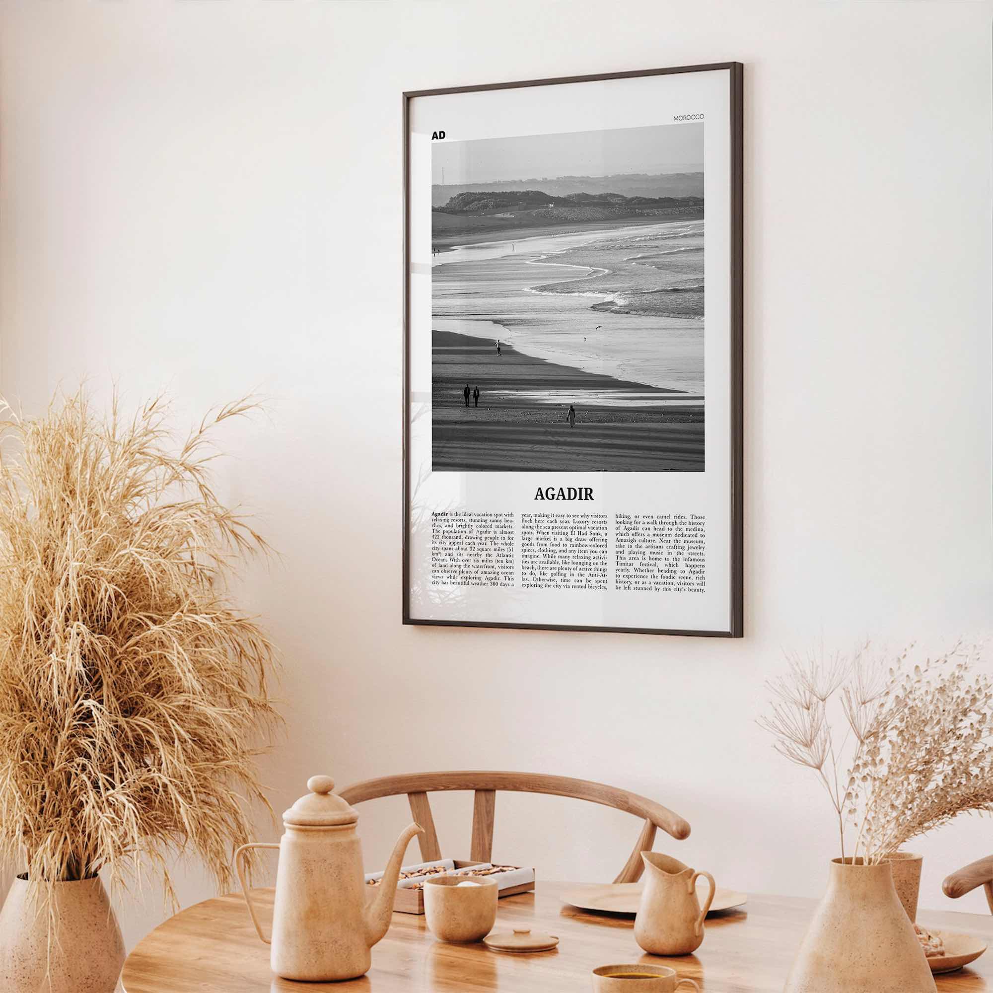 Agadir Print Black and White, Agadir Wall Art, Agadir Poster, Agadir Photo, Agadir Map, Agadir Wall Decor, Morocco