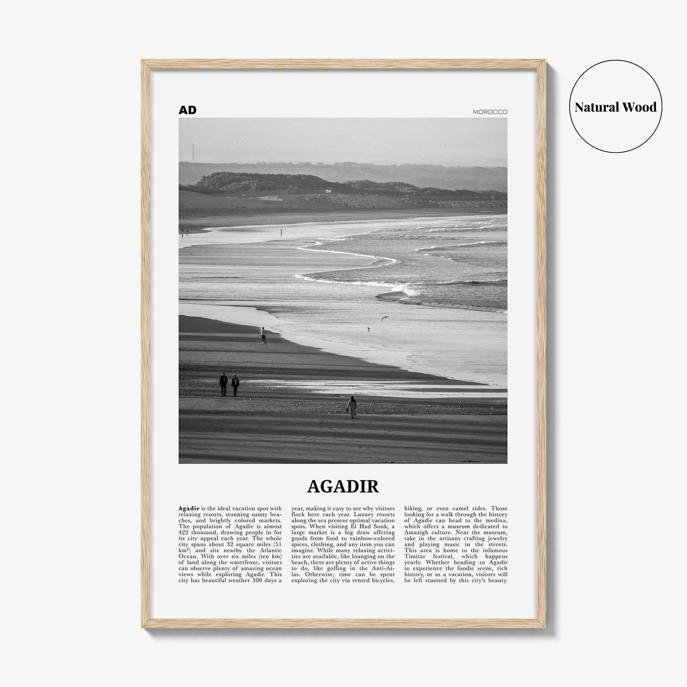 Agadir Print Black and White, Agadir Wall Art, Agadir Poster, Agadir Photo, Agadir Map, Agadir Wall Decor, Morocco