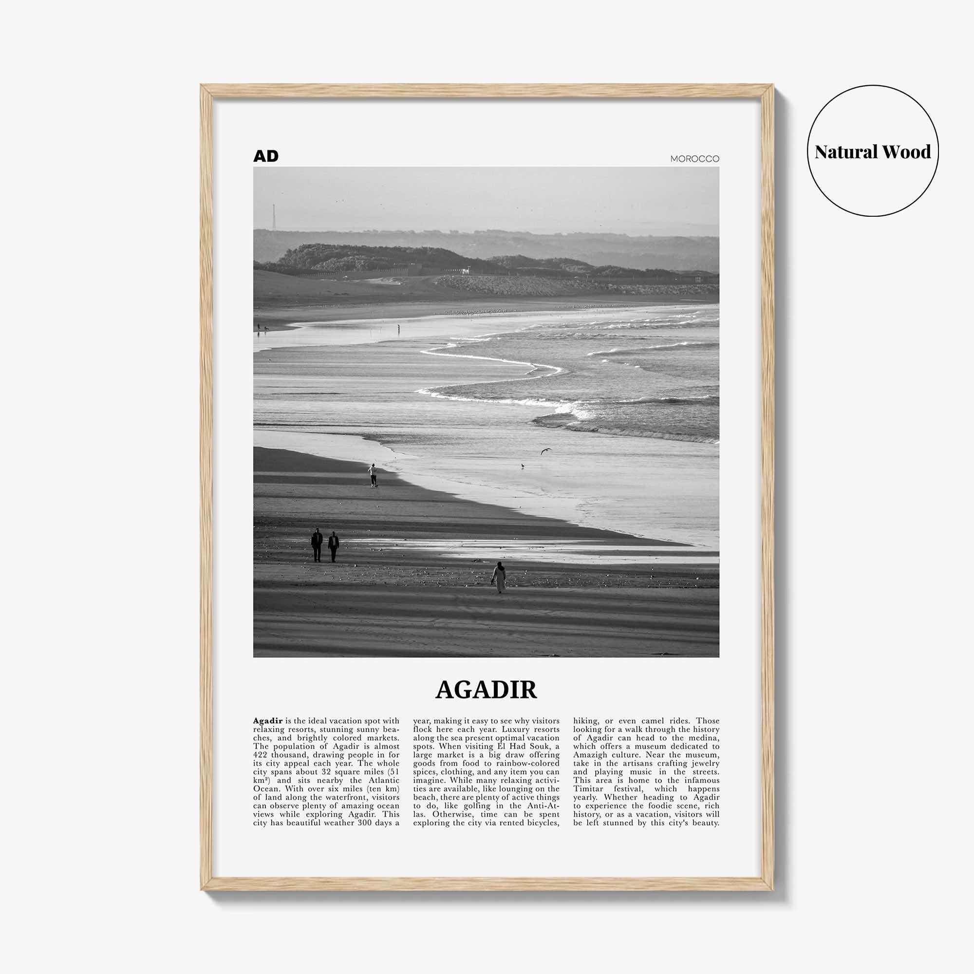 Agadir Print Black and White, Agadir Wall Art, Agadir Poster, Agadir Photo, Agadir Map, Agadir Wall Decor, Morocco