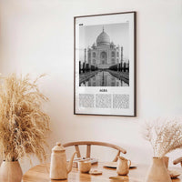 Agra Print Black and White, Agra Wall Art, Agra Poster, Agra Photo, Agra Wall Décor, Uttar Pradesh, India, Yamuna, Taj Mahal