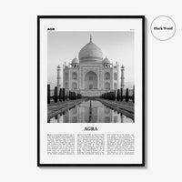 Agra Print Black and White, Agra Wall Art, Agra Poster, Agra Photo, Agra Wall Décor, Uttar Pradesh, India, Yamuna, Taj Mahal