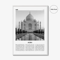Agra Print Black and White, Agra Wall Art, Agra Poster, Agra Photo, Agra Wall Décor, Uttar Pradesh, India, Yamuna, Taj Mahal