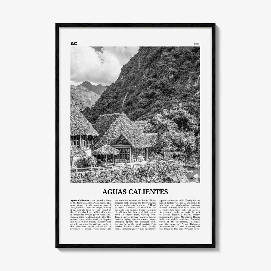 Aguas Calientes Print Black and White, Aguas Calientes Wall Art, Aguas Calientes Poster, Aguas Calientes Photo, Aguas Calientes Map, Peru