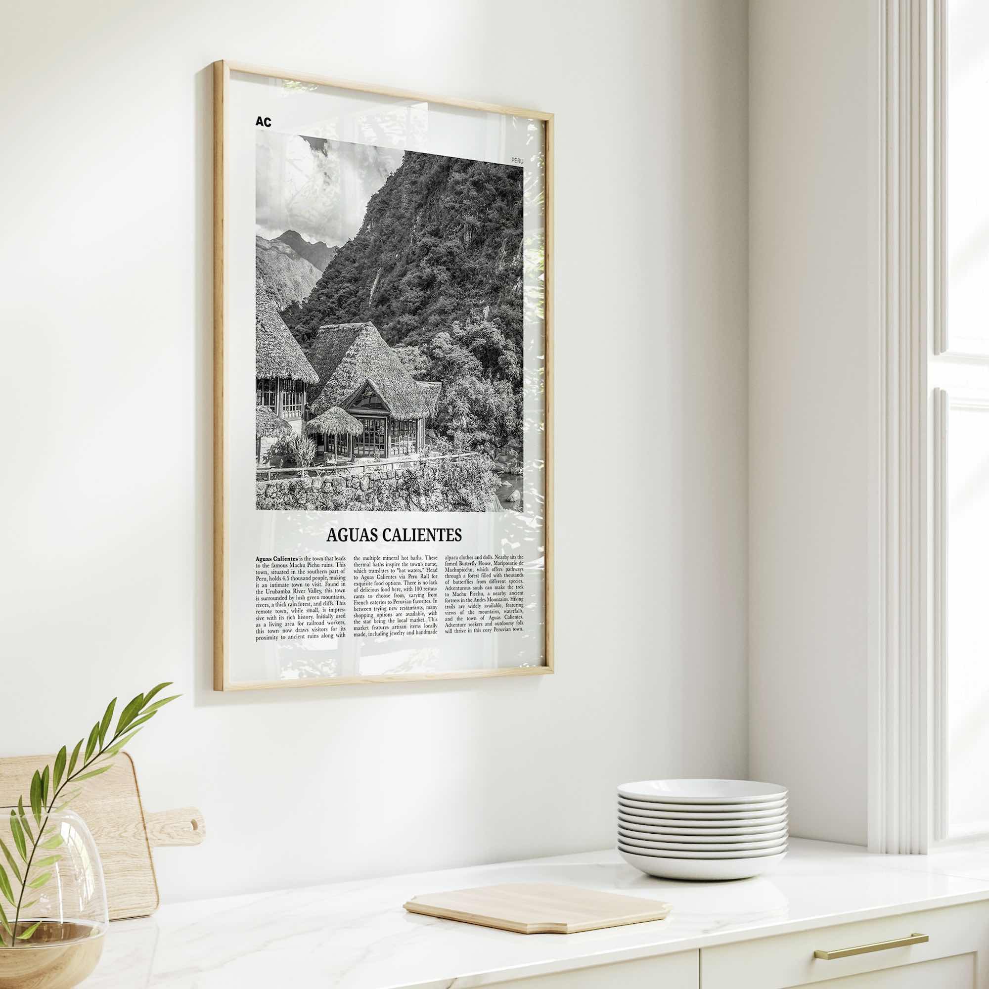 Aguas Calientes Print Black and White, Aguas Calientes Wall Art, Aguas Calientes Poster, Aguas Calientes Photo, Aguas Calientes Map, Peru