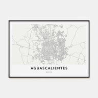 Aguascalientes Map Landscape Poster