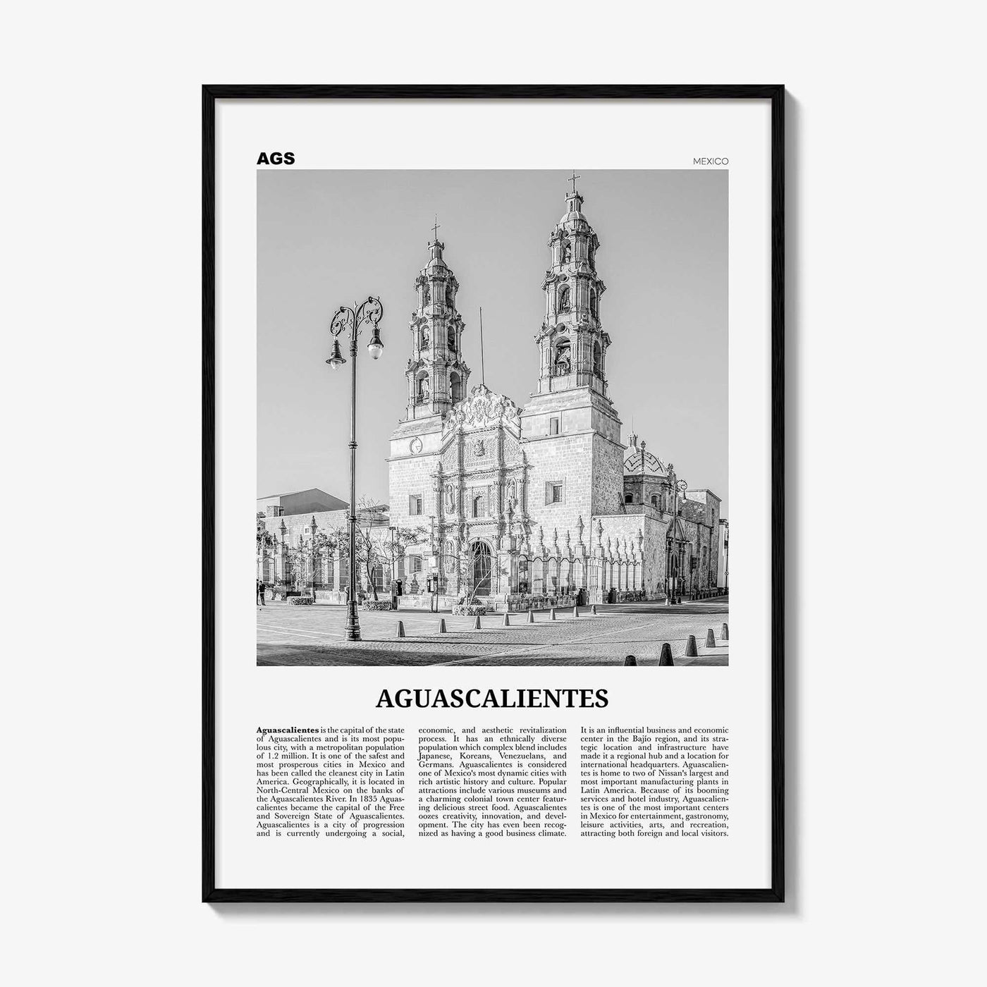 Aguascalientes Print Black and White, Aguascalientes Wall Art, Aguascalientes Poster, Aguascalientes Photo, Aguascalientes Décor, Mexico