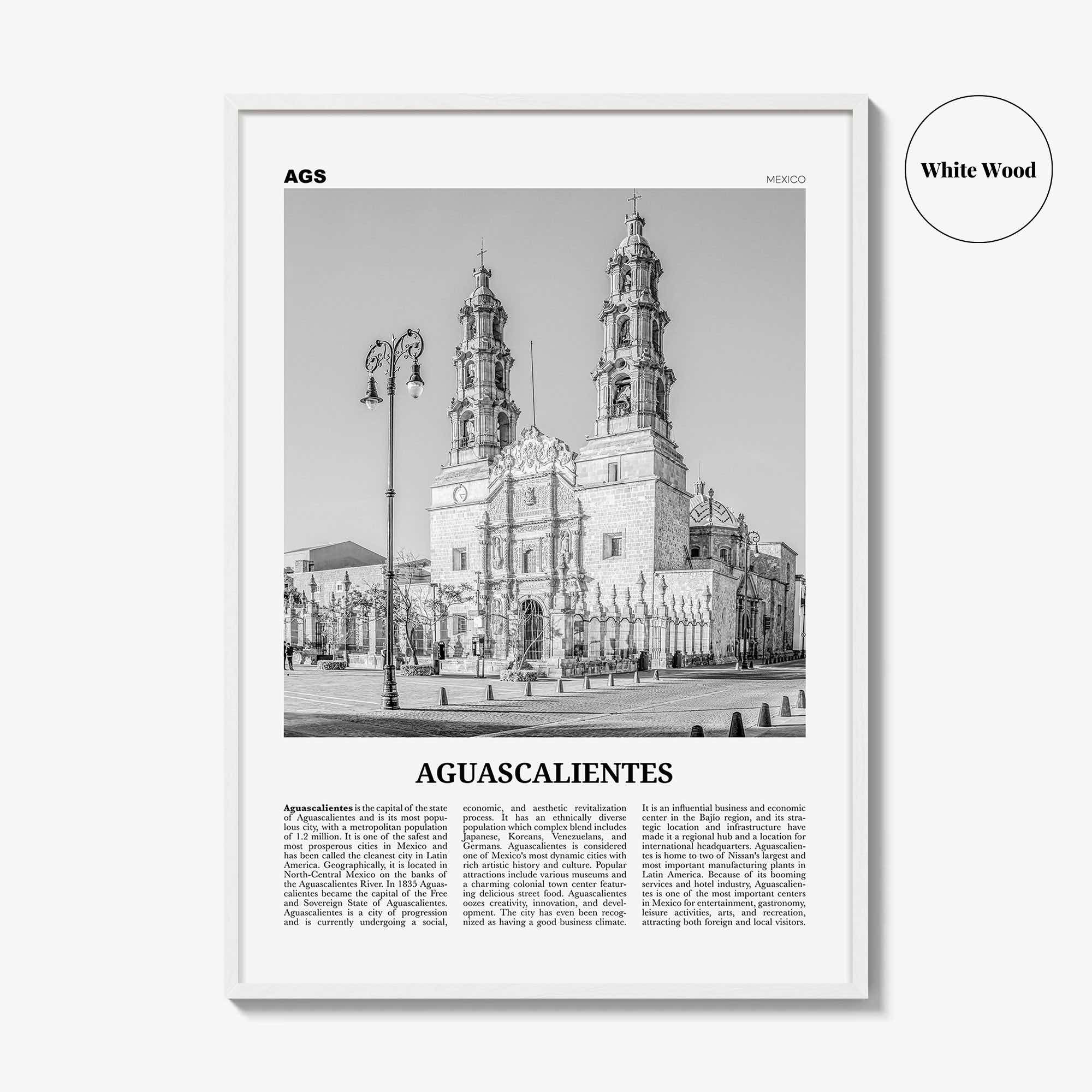 Aguascalientes Print Black and White, Aguascalientes Wall Art, Aguascalientes Poster, Aguascalientes Photo, Aguascalientes Décor, Mexico