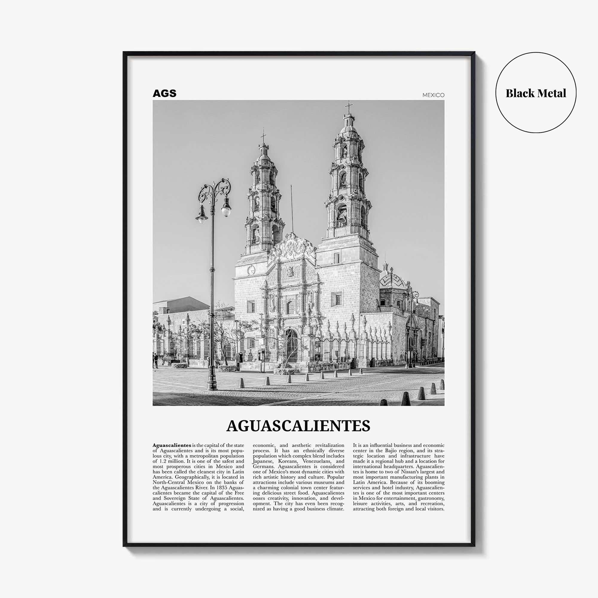 Aguascalientes Print Black and White, Aguascalientes Wall Art, Aguascalientes Poster, Aguascalientes Photo, Aguascalientes Décor, Mexico
