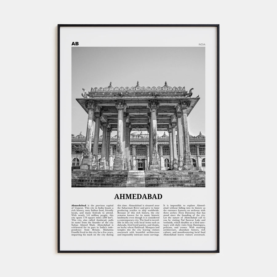 Ahmedabad Travel B&W Poster