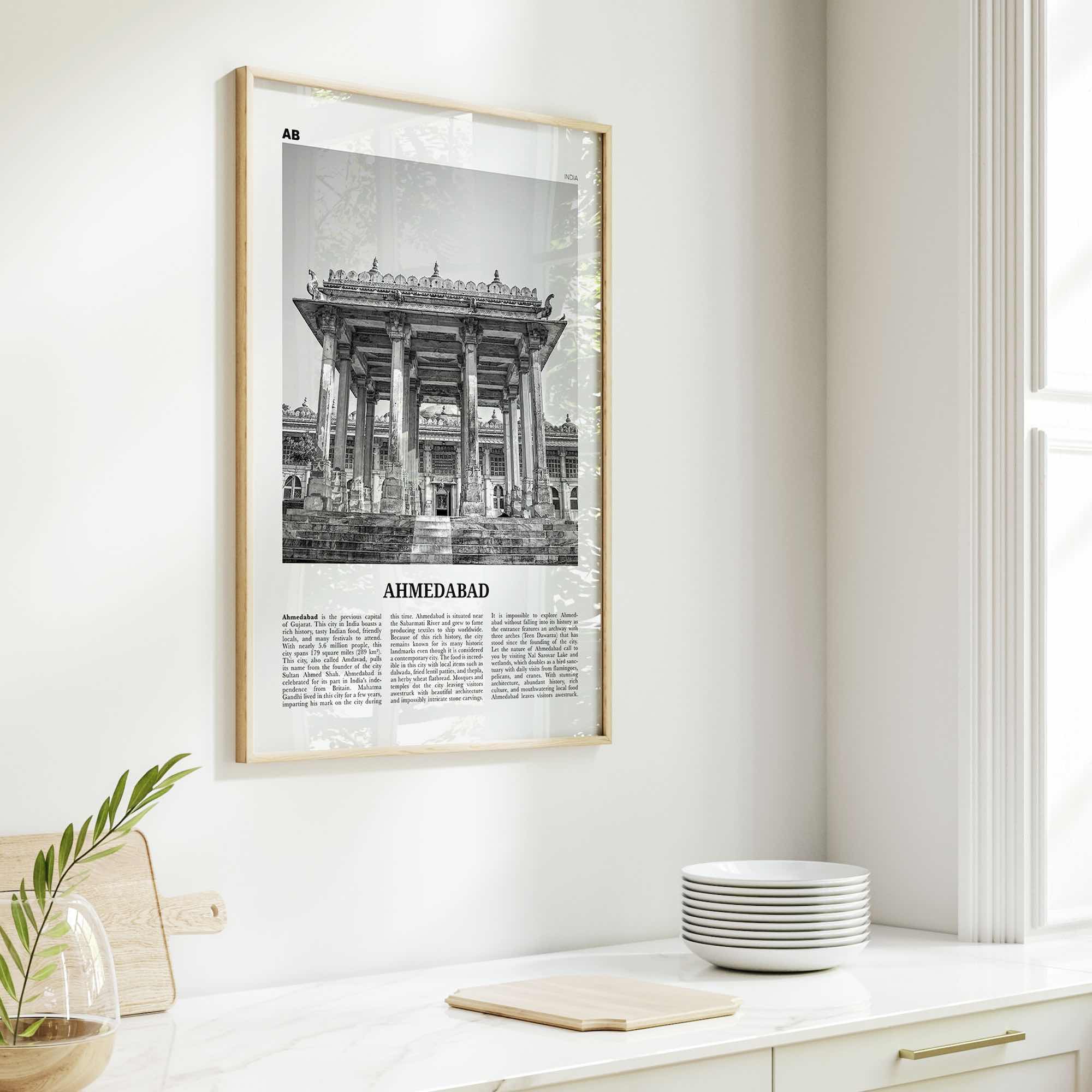 Ahmedabad Print Black and White, Ahmedabad Wall Art, Ahmedabad Poster, Ahmedabad Photo, Ahmedabad Map, Ahmedabad Wall Decor, India