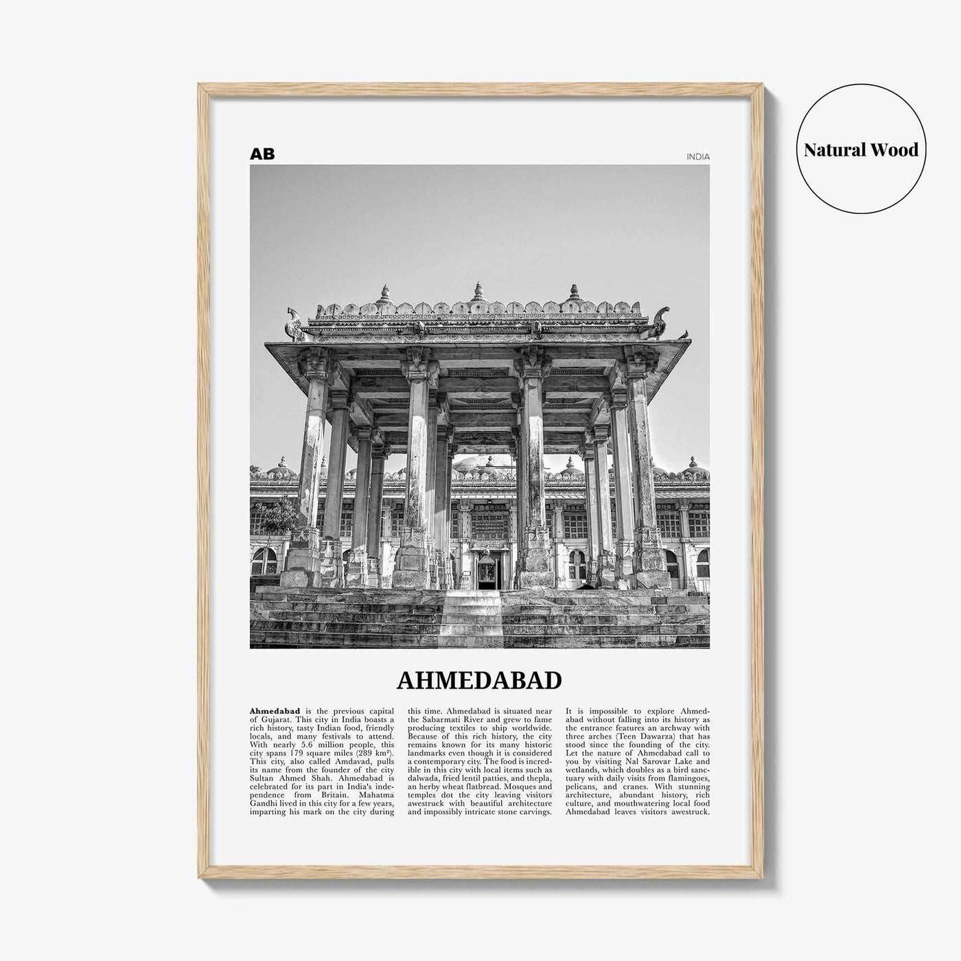 Ahmedabad Print Black and White, Ahmedabad Wall Art, Ahmedabad Poster, Ahmedabad Photo, Ahmedabad Map, Ahmedabad Wall Decor, India