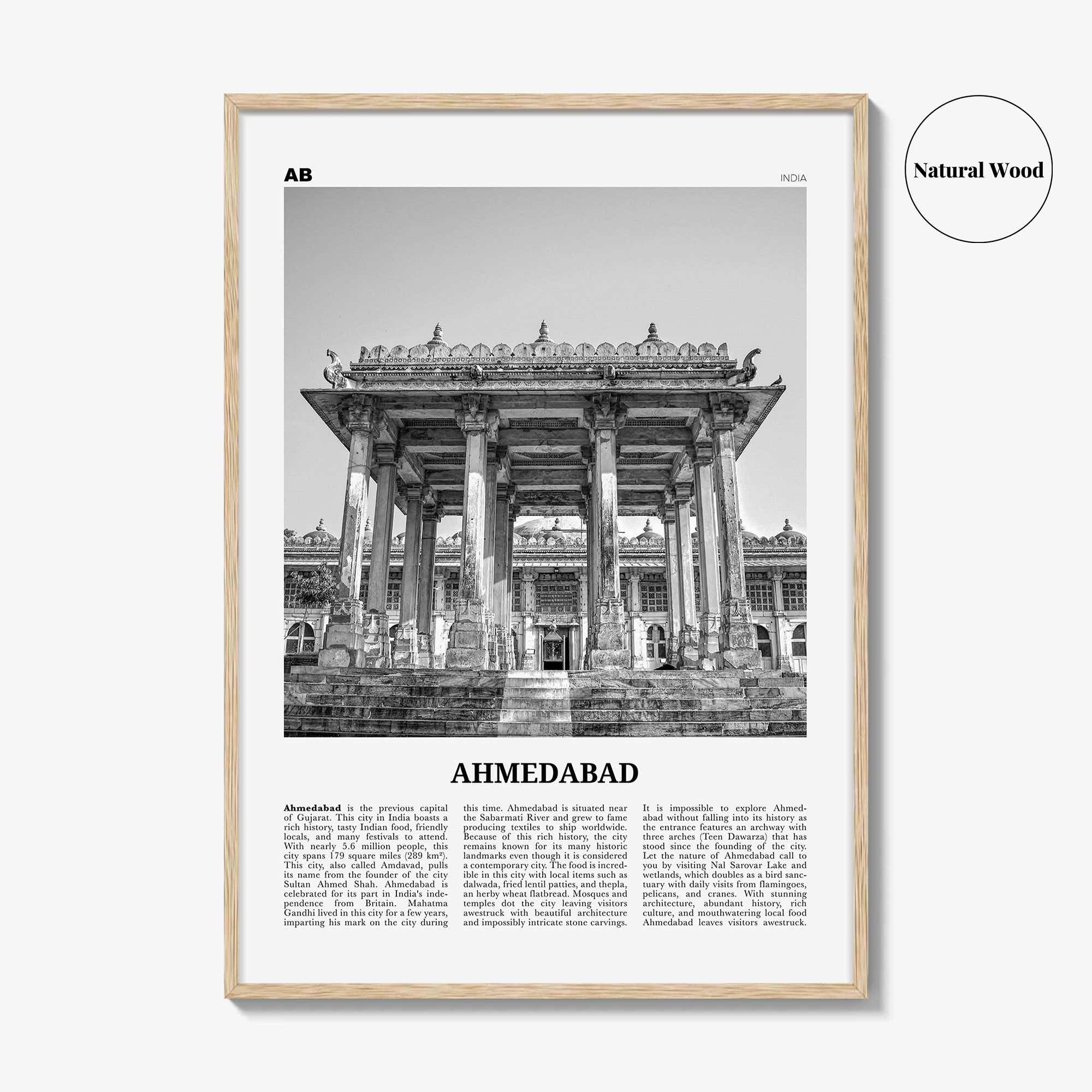 Ahmedabad Print Black and White, Ahmedabad Wall Art, Ahmedabad Poster, Ahmedabad Photo, Ahmedabad Map, Ahmedabad Wall Decor, India