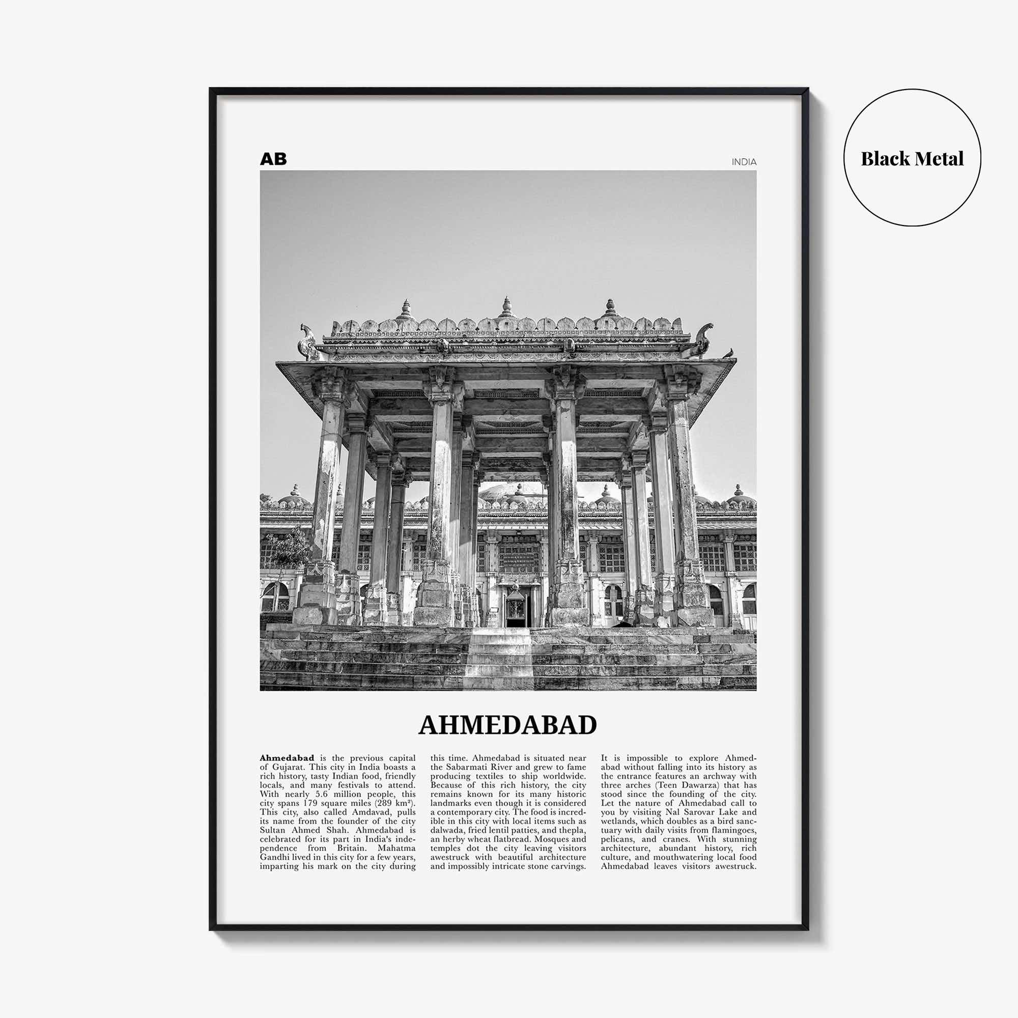 Ahmedabad Print Black and White, Ahmedabad Wall Art, Ahmedabad Poster, Ahmedabad Photo, Ahmedabad Map, Ahmedabad Wall Decor, India